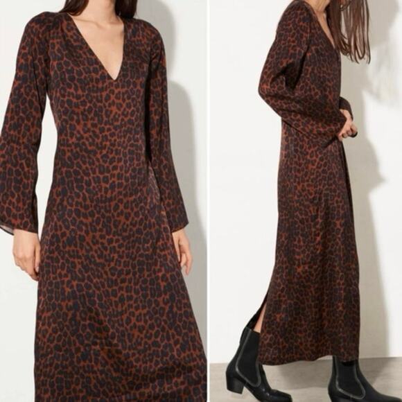 NWT Mara Hoffman Naliyah Maxi Brown Leopard Dress sz 2 - Picture 1 of 9